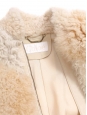 Beige, light pink and camel oversized shearling fur and leather jacket Retail price €5750 Size 40 to 44