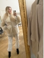 Beige, light pink and camel oversized shearling fur and leather jacket Retail price €5750 Size 40 to 44