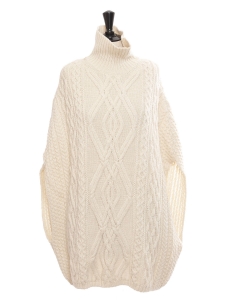 Cream white Irish knit wool sleeveless poncho sweater Retail price €1500