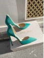 LIZ 100 Emerald green suede stiletto heel pumps Retail price €575 Size 36