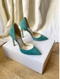 JIMMY CHOO Escarpins LIZ 100 Emerald en suede bleu vert Prix boutique 575€ Taille 36
