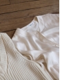 Ivory white silk satin long sleeves shirt Retail price €600 Size 38