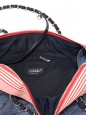 Blue quilted denim and white and red striped cotton canavs cabas chain strap bag Retail price €2000