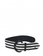 Black and white striped large belt with leather buckle Retail price €450 Size M to L