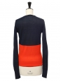 Bicolor red and navy blue silk and cotton knit sweater Size XS
