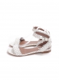 LETICIA White scalloped-leather flat sandals with ankle strap Retail price €550 Size 37.5