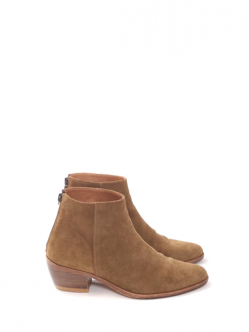 TELMA camel brown suede leather low heel boots Retail price €255 Size 39/40