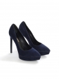 THE JANIS navy blue suede leather platform pumps Retail price €560 Size 36