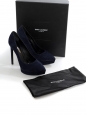 Escarpins THE JANIS plateforme et talon stiletto en suede bleu marine Prix boutique 560€ Taille 36