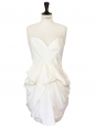 White draped silk strapless dress Retail price €1435 Size 34