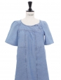 Short sleeves blue denim mini dress Retail price €300 Size 36