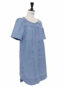 Short sleeves blue denim mini dress Retail price €300 Size 36