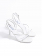 Low heel white patent leather strappy ankle sandals Retail price $690 Size 39.5