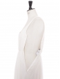 Robe de mariée JADE décolletée dos nu en mousseline de soie plissée blanc Prix boutique 4800€ Taille 34