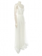 JADE white silk chiffon gown with pleated bodice and open back Retail price €4800 Size 34