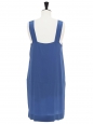 Ocean blue fluid silk dress with large straps Retail price €500 Size 40