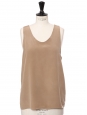 ICONIC tan beige silk crepe tank top Retail price €390 Size 38