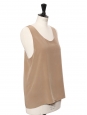 ICONIC tan beige silk crepe tank top Retail price €390 Size 38