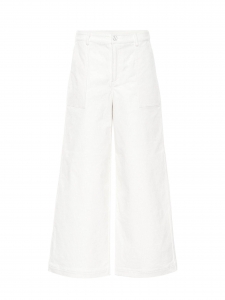 Pantalon taille haute évasée en velours côtelé blanc écru Prix boutique $330 Taille 38