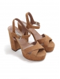 Camel suede heel and platform sandals Retail price €625 Size 38