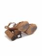 Sandales à talon et plateforme en suède camel prix boutique 625€ Taille 38