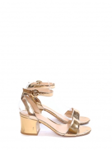 Gold metallic leather ankle strap low heel sandals Retail price €650 Size 37.5