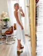 White asymmetric cutout cady midi dress Retail price $995 Size 36