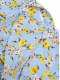 Robe à fines bretelles longueur midi en coton imprimé fleuri bleu clair jaune et rose Taille 38/40