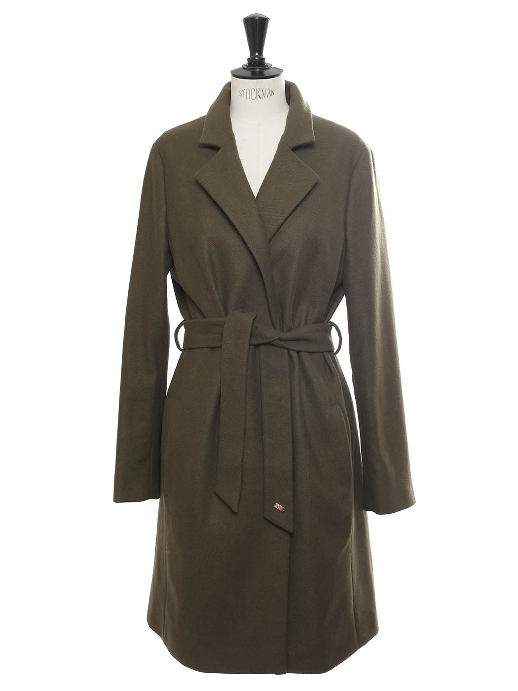 green belted wrap coat