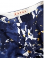 High waist navy blue yellow and white floral print silk pants Retail price €470 Size 38/40