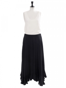 Long ruffles black silk crepe skirt Retail price $1750 Size 40