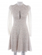 Long sleeves ivory white lace fit and flare dress Retail price €1100 Size 34