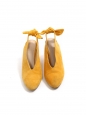 Sunflower yellow suede leather pumps with bow at back Size 38