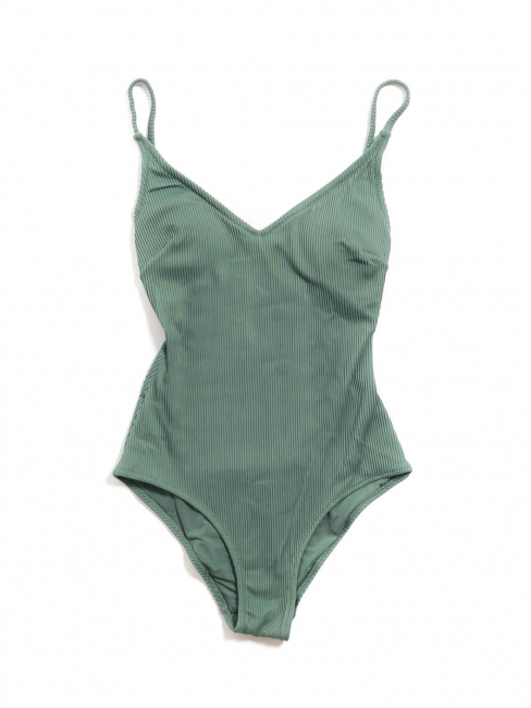 Water green one-piece swimsuit with thin straps open back Size XS