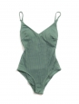 Khaki green one piece swimsuit with crossed straps open back Size XS