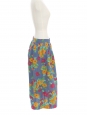 Jupe longue taille haute en coton fleuri bleu jaune orangé, fushia, vert et turquoise Taille 34/36