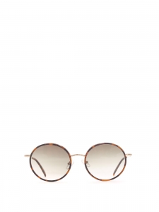 MAISON BOURGEAT Round tortoiseshell metal frame sunglasses with brown lens