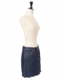 Mini jupe en jean bleu brut bas effiloché Px boutique 140€ Taille 34