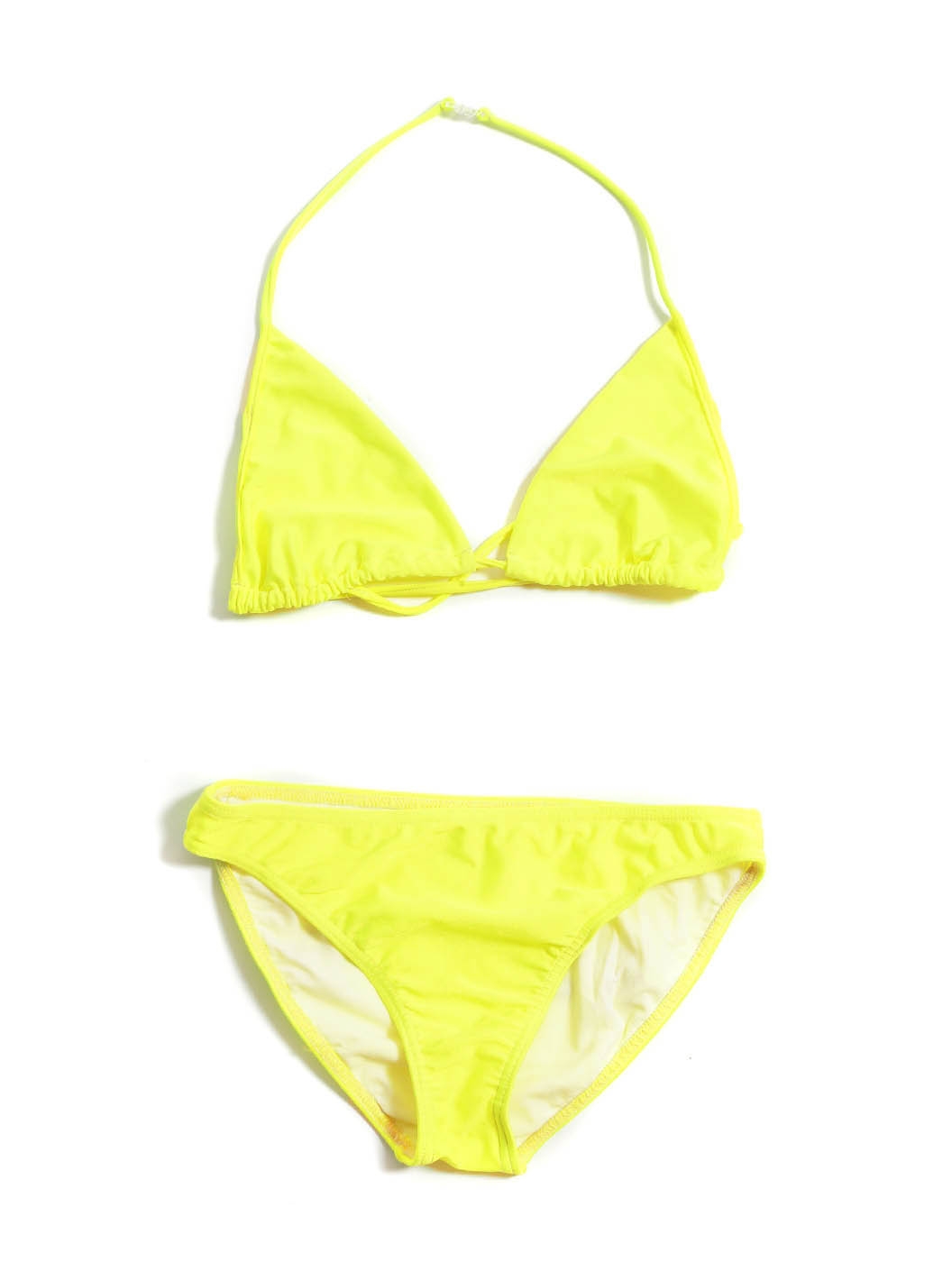 Boutique FILLES A PAPA Maillot de bain deux pièces bikini jaune fluo  WELCOME TO PARADISE Prix boutique 175€ Taille 34