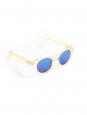 Yellow transparent frame round shape sunglasses with azure blue mirror lenses NEW