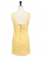 Mini robe style années 70 cintrée bretelles larges en coton blanc rayé jaune Taille 34