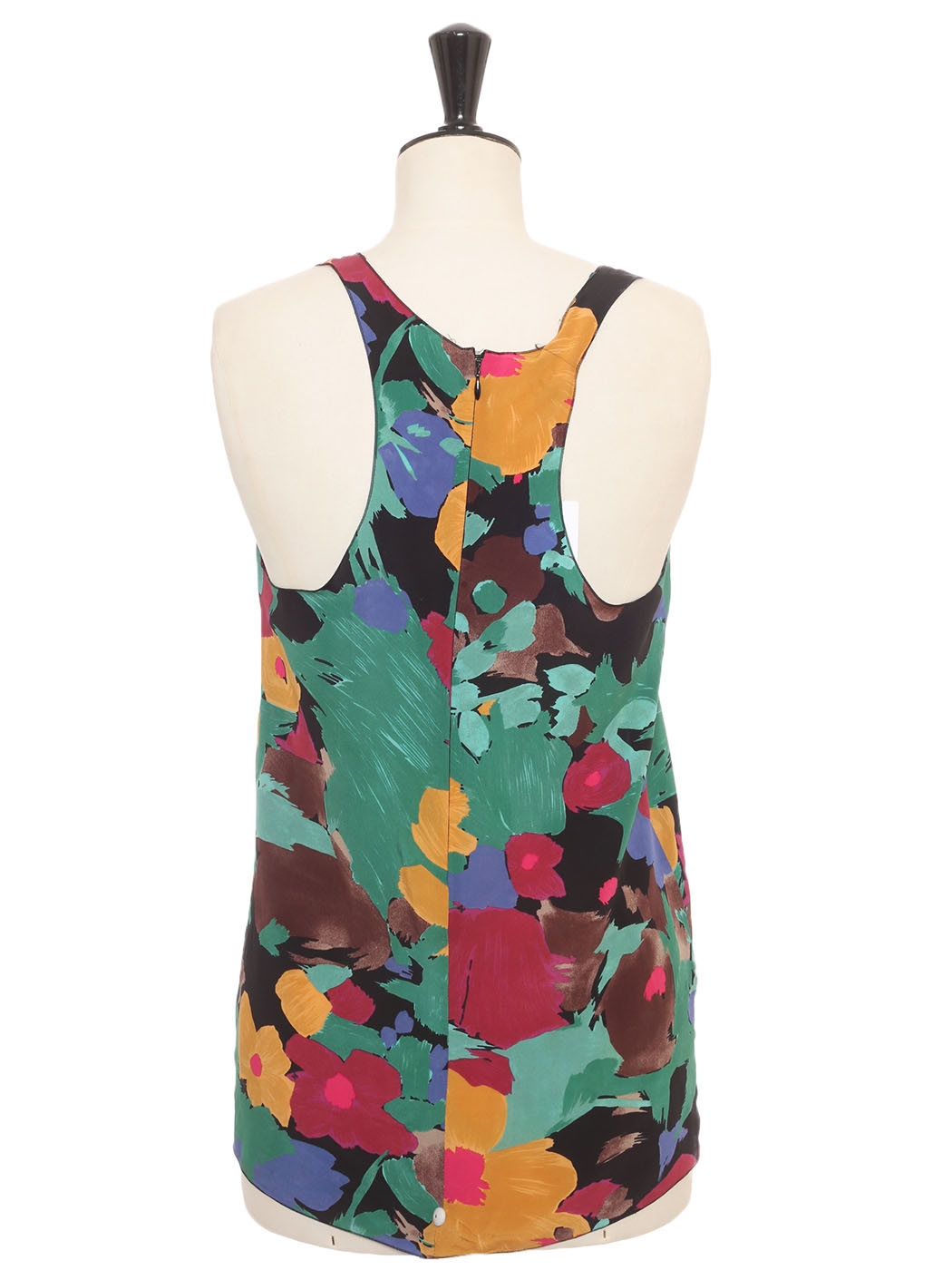 venlige drøm pust Boutique M MISSONI Yellow pink green blue and black floral print silk tank  top Retail price €250 Size 36