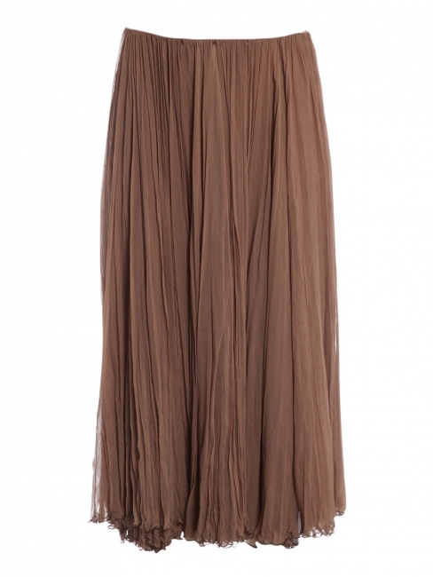 Light brown plissé-chiffon maxi skirt Retail price €1500