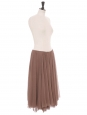 CHLOE Light brown plissé-chiffon maxi skirt Retail price €1500 Size 38/40