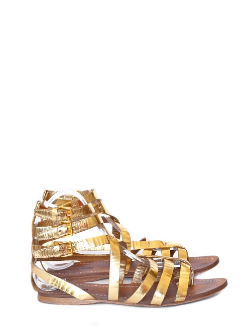 Sandales plates gladiator en cuir doré Prix boutique 550€ Taille 39