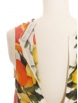 Lemon yellow, orange green and white citrus print silk dress Retail price 1000€ Size 36