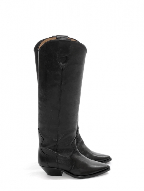 DENVEE Black leather cow boy heel boots NEW Retail price €690 Size 38 fit 37
