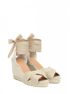BLUMA Beige cotton wedge heel espadrilles sandals Size 36