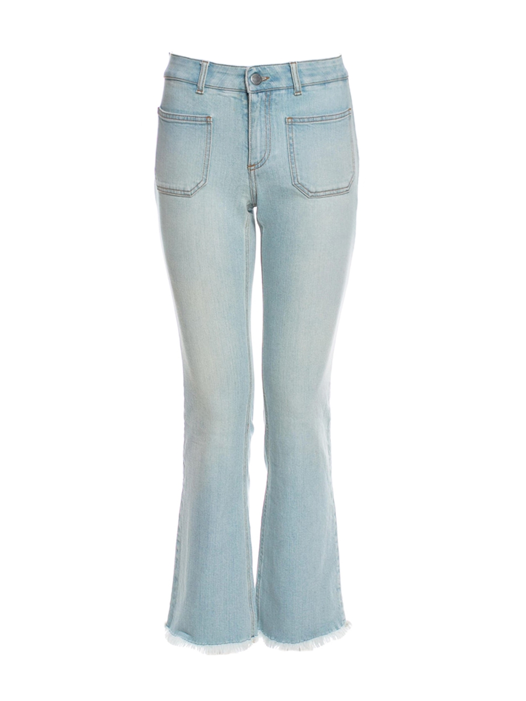 Boutique STELLA MCCARTNEY Frayed-hem mid-rise flared cropped light blue  front pocket jeans Retail price €275 Size 27