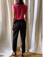 High waist black wool piqué pants with gold belt Retail price €890 Size 38